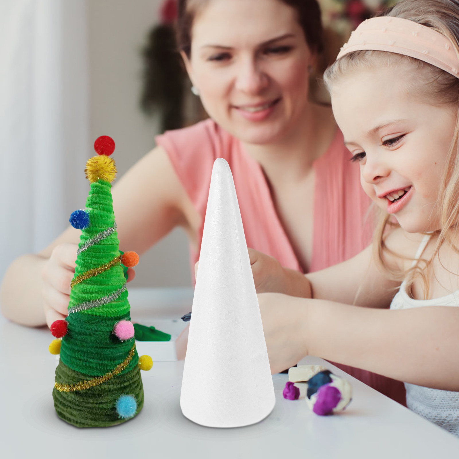 Art Craft Activities For Preschoolers - 3Pcs White Foam Cones DIY Craft