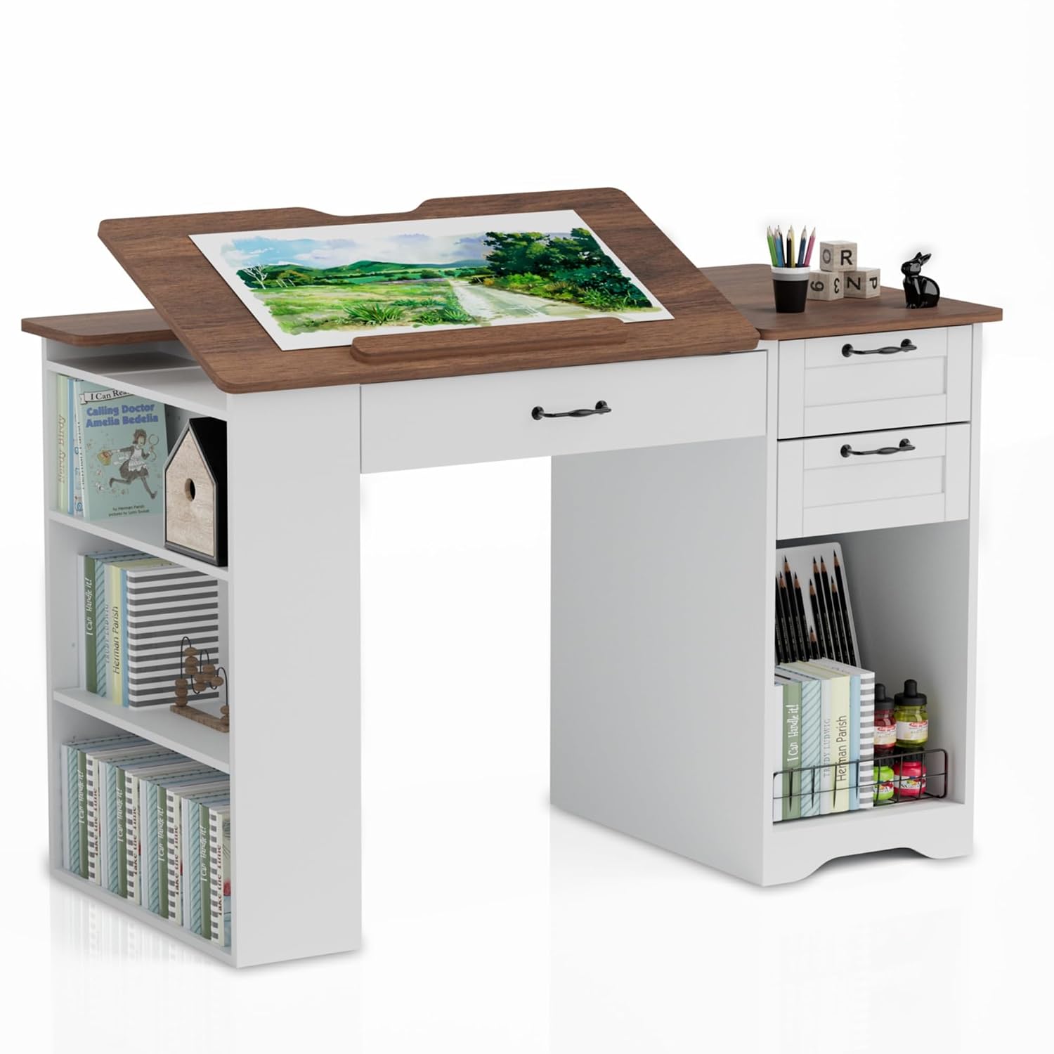 Art Craft Us - Drafting Table with Storage Cabinet &