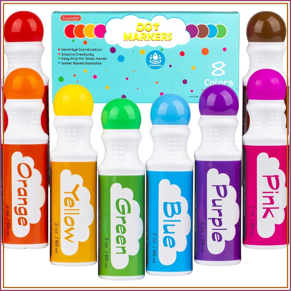 Art Craft Activities For Preschoolers - 8 Color Dot Markers for Toddlers,