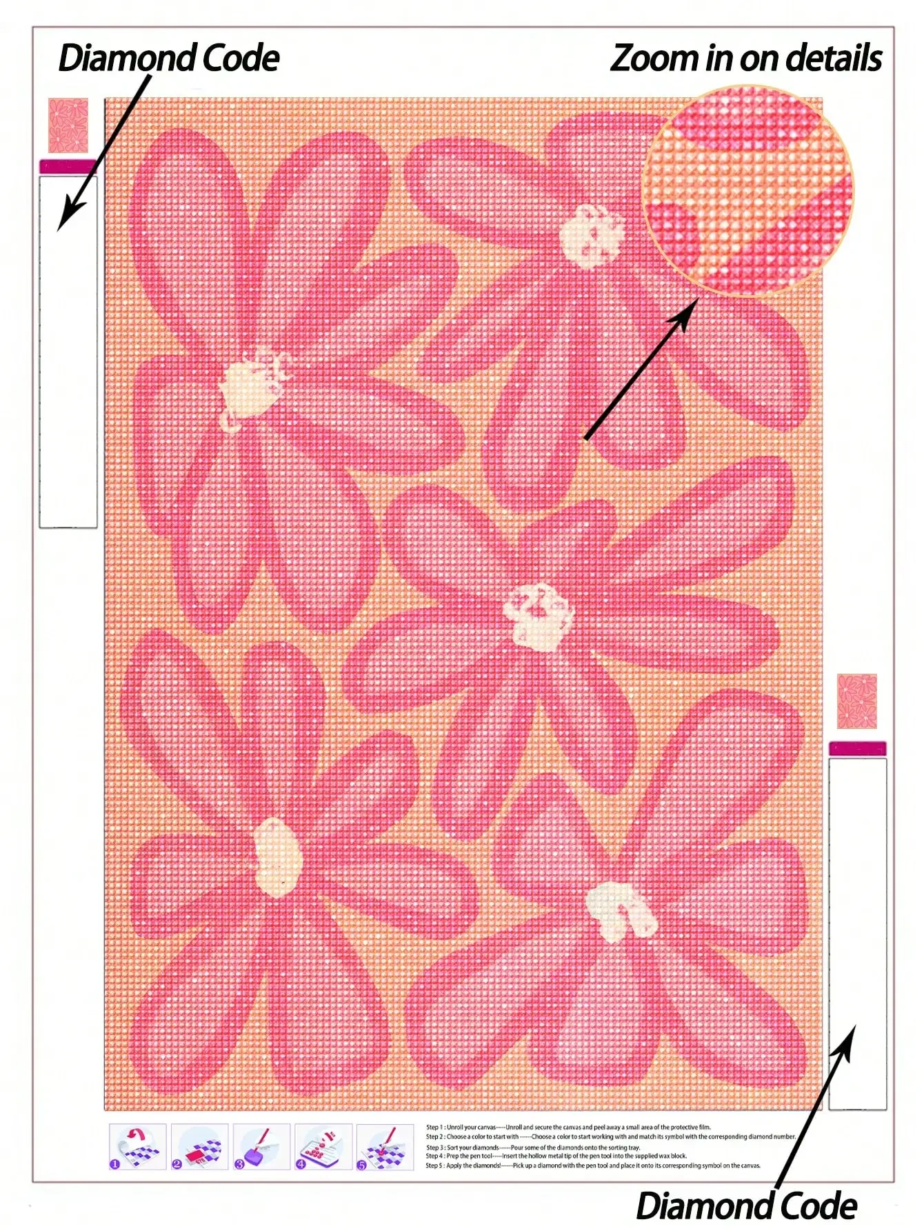 Art Craft And Design - |5D DIY Diamond Painting|Vibrant Retro Pink