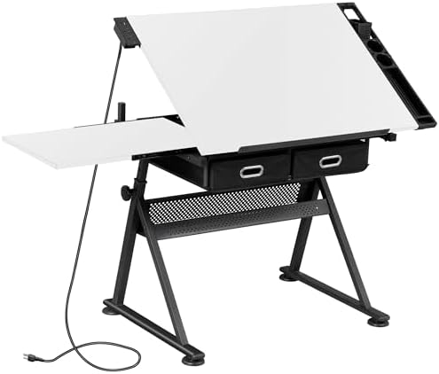 Art Craft Us - Drafting Table Drawing Desk w/Power Outlet,