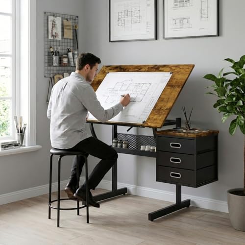 Art & Craft Paper For Kids - Adjustable Art Desk with Storage, 0-75°