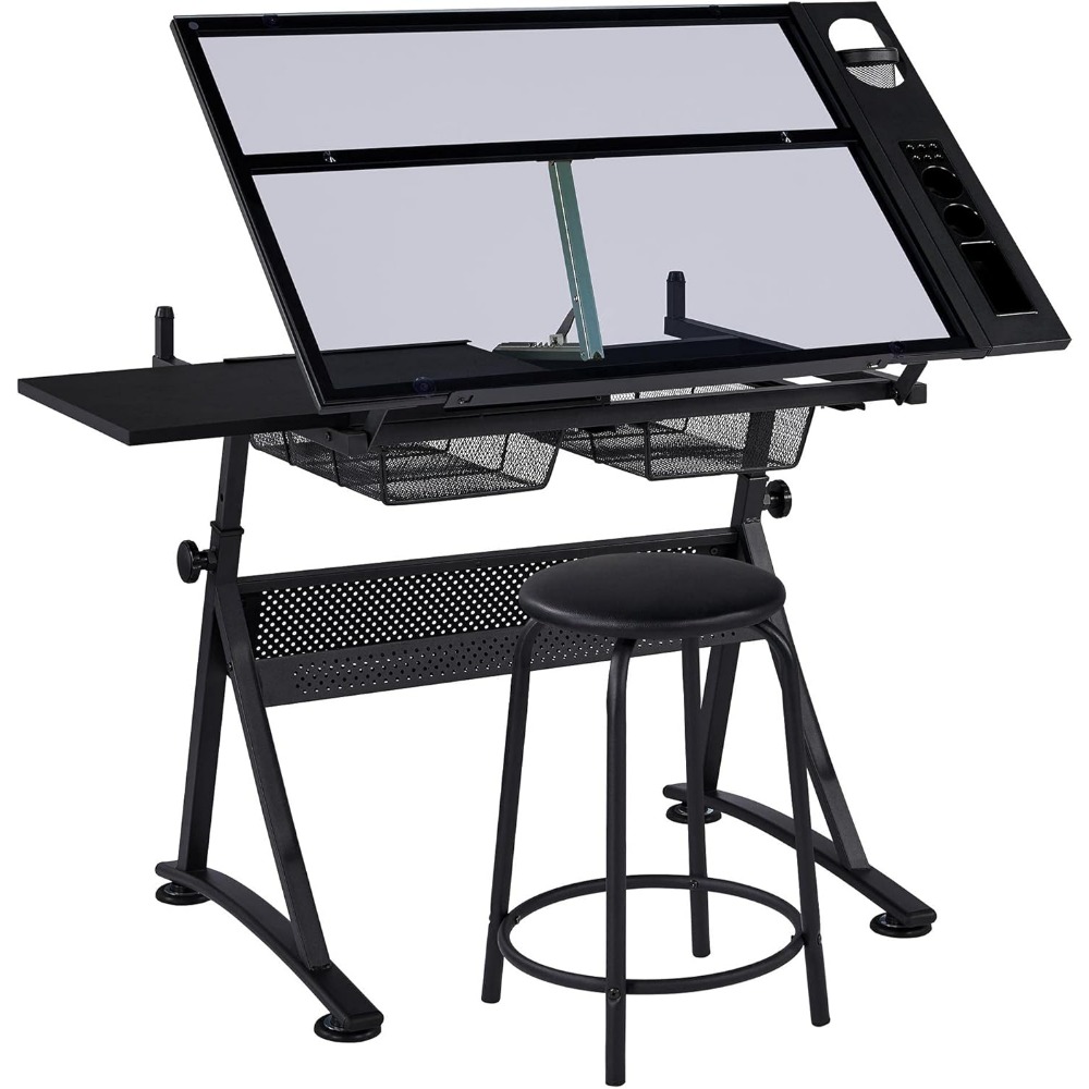 Art Craft Wood - Height Adjustable Drafting Table with Stool,