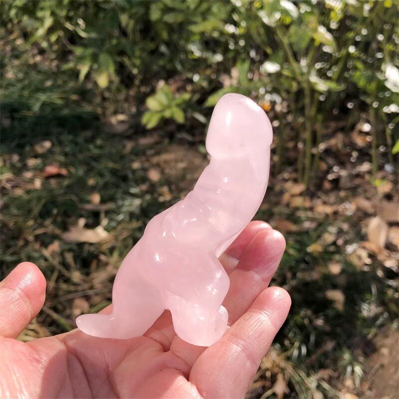 Dinosaur And Craft - 1PCS Natural Rose Quartz Cartoon Penis