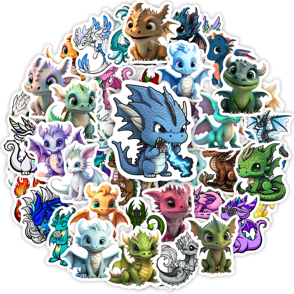 Cartoon Dragon Stickers Cute W - Art Craft Dinosaur recensie en prijs