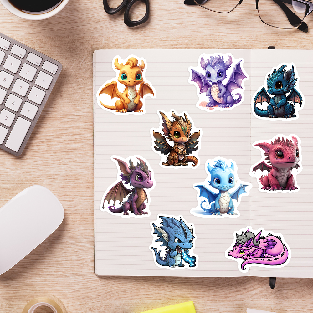 Cartoon Dragon Stickers Cute W - Art Craft Dinosaur recensie en prijs