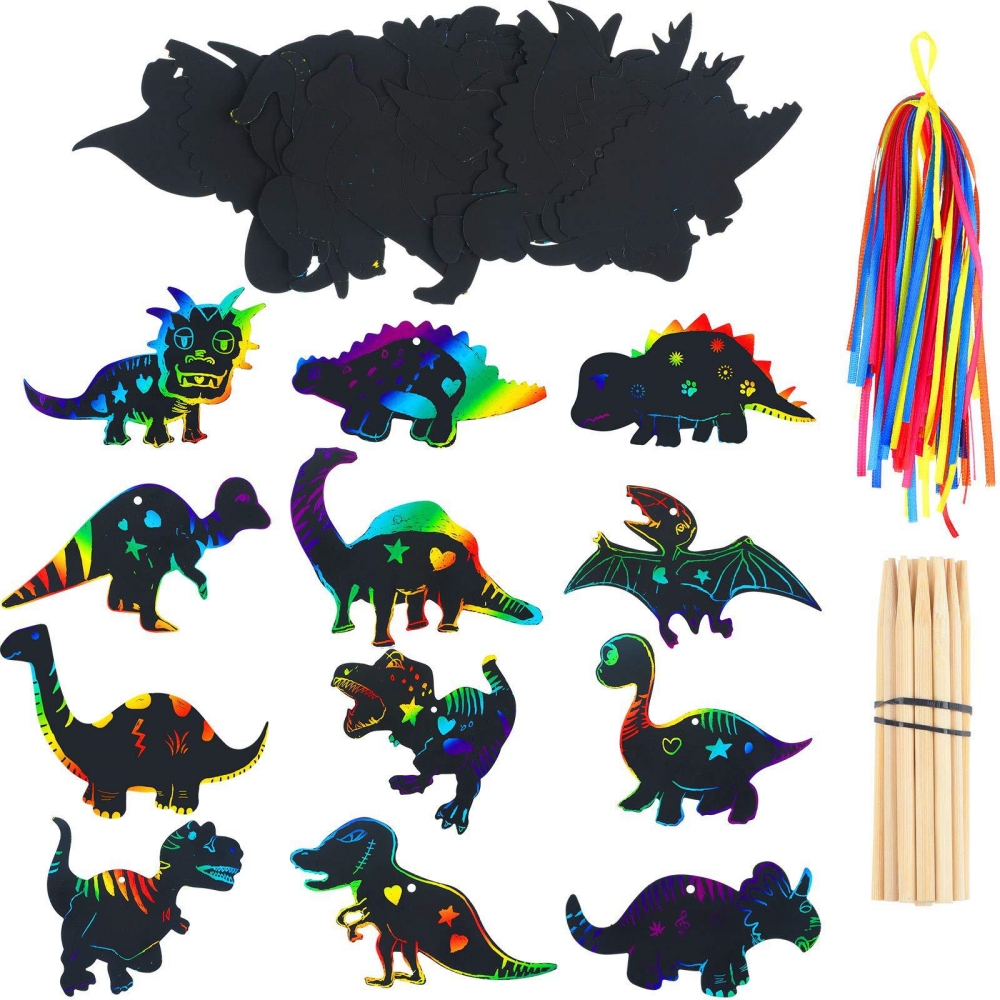 12Pcs Cartoon Dinosaur Scratch - Art Craft Dinosaur recensie en prijs