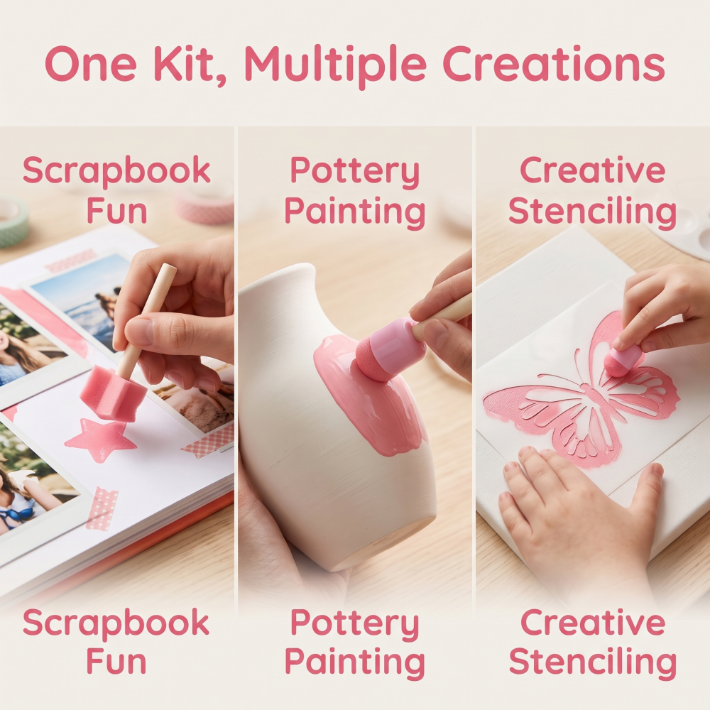 22Pcs Pink Sponge Stamp Brushe - Art And Craft Studio recensie en prijs