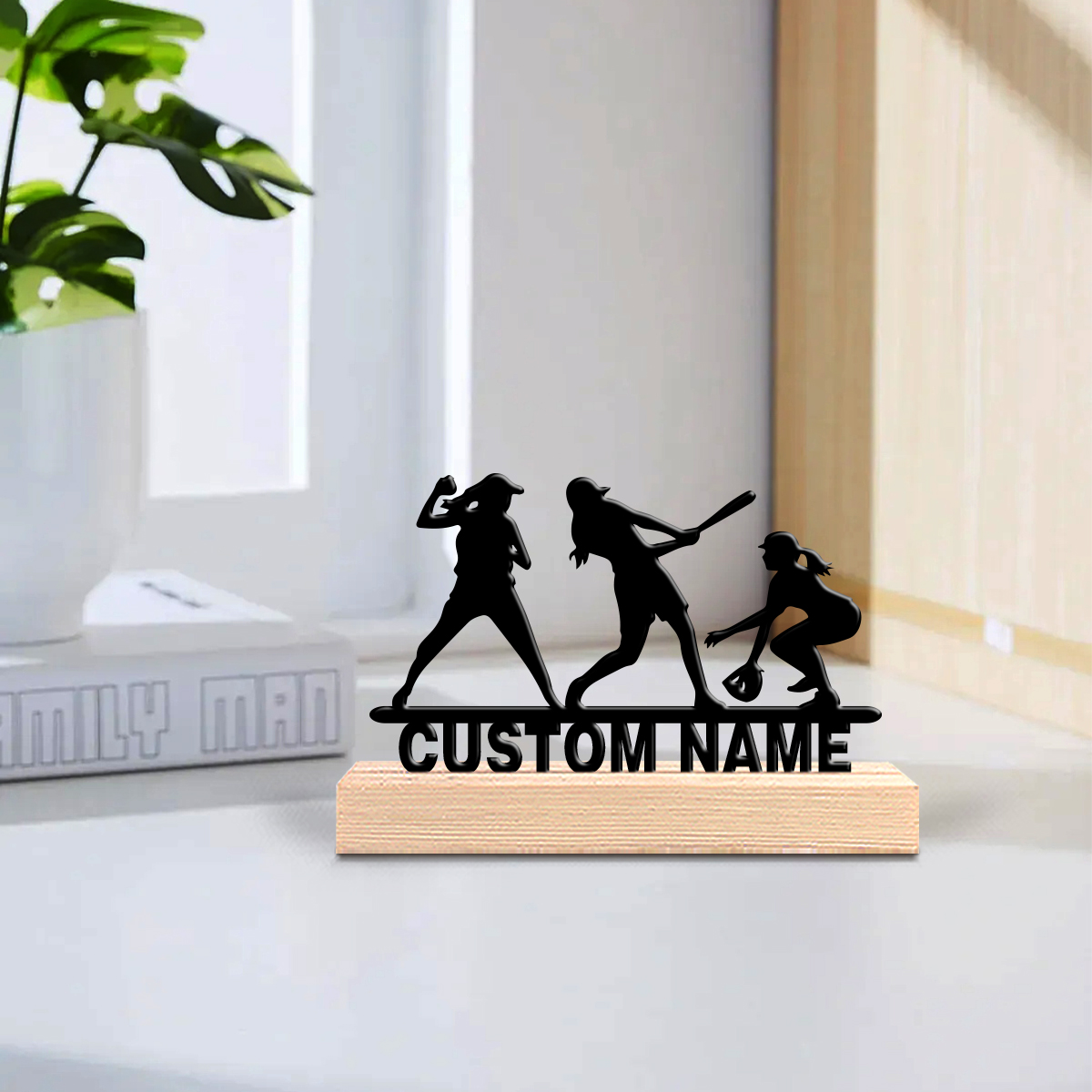 1pc Abstract baseball girl Cus - Art Craft Wood recensie en prijs