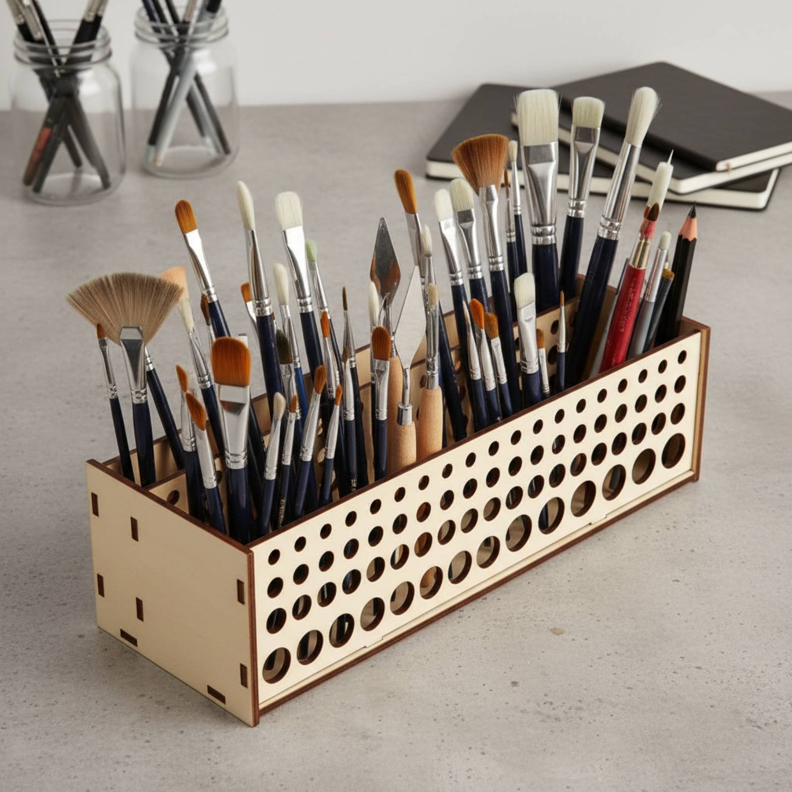Paint Brush Rack 67 Holes Wood - Art And Craft Studio recensie en prijs