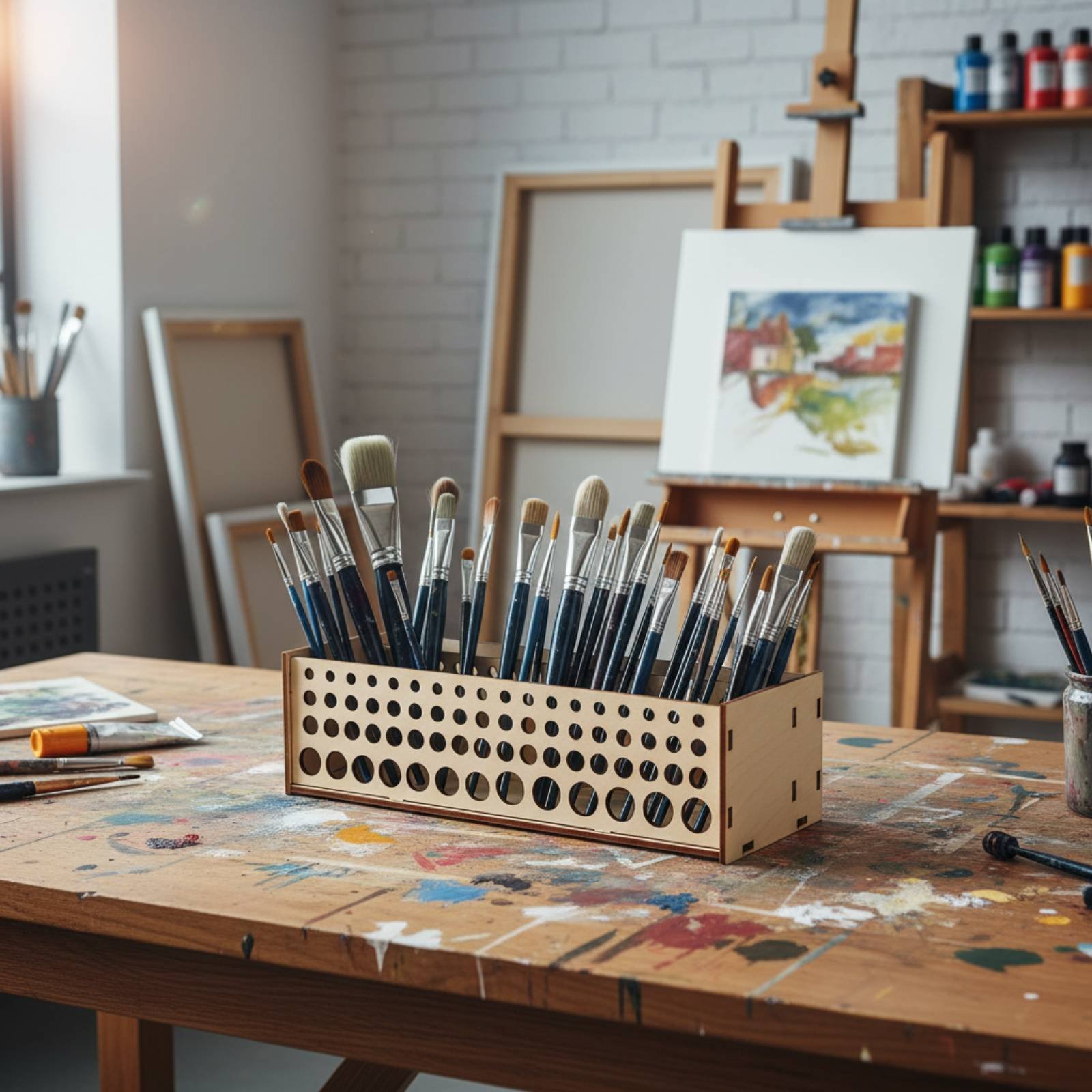 Paint Brush Rack 67 Holes Wood - Art And Craft Studio recensie en prijs